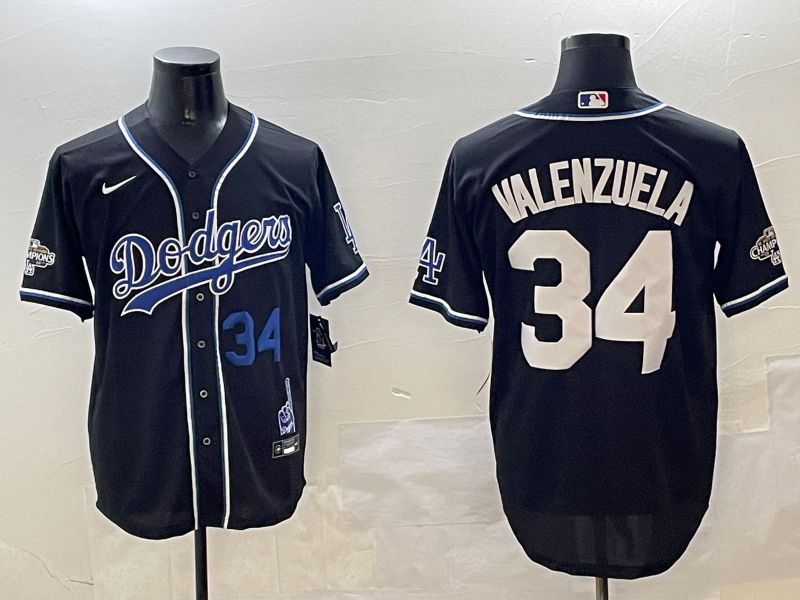 Men Los Angeles Dodgers #34 Valenzuela Black Fashion Game 2025 Nike MLB Jersey style 3066->los angeles dodgers->MLB Jersey